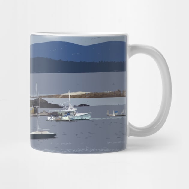 Lispe Bar Harbor with Boats and Mountains by Lispe